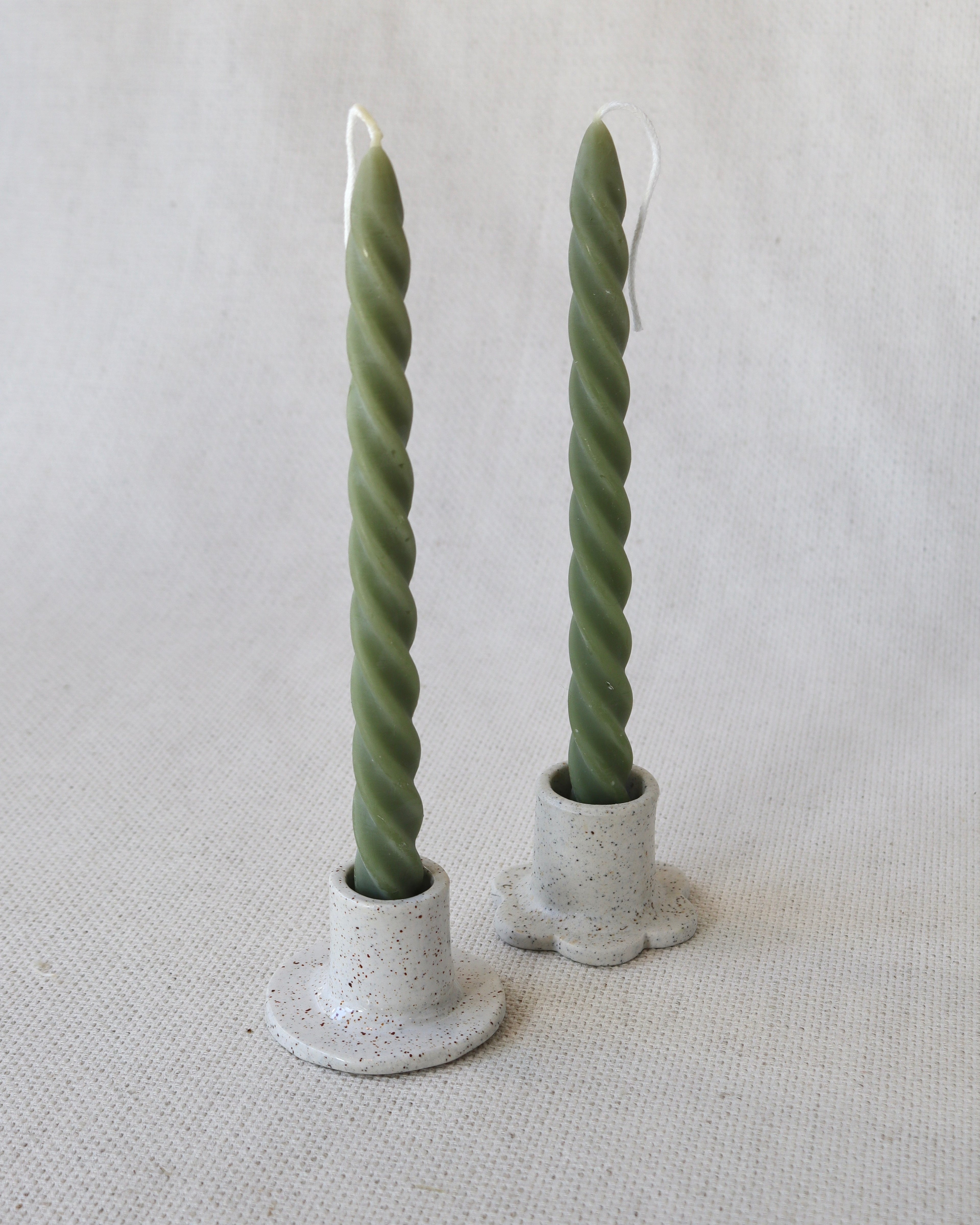 Tall Spiral Taper Beeswax Candle Pair