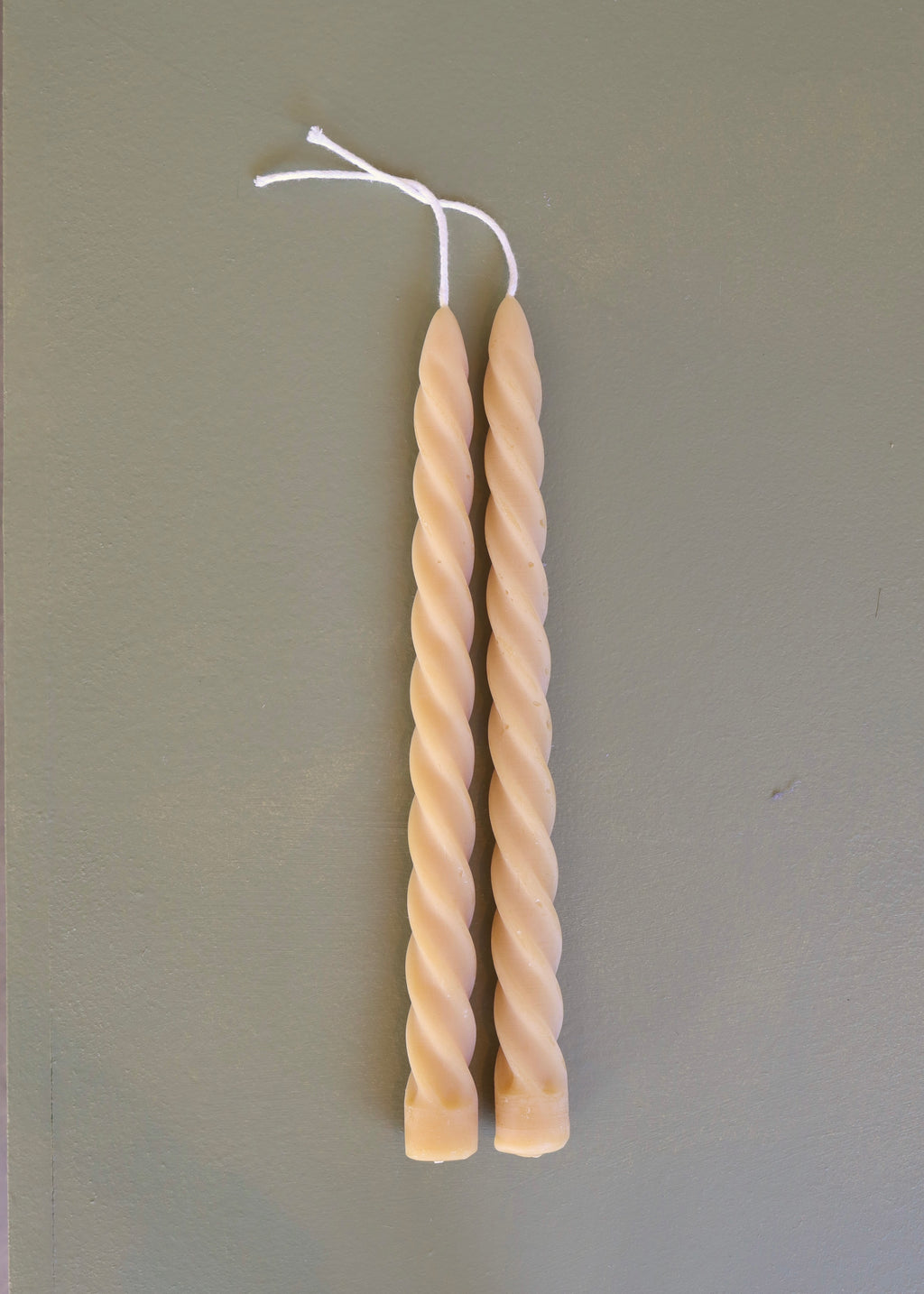 Tall Spiral Taper Beeswax Candle Pair