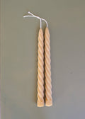 Tall Spiral Taper Beeswax Candle Pair