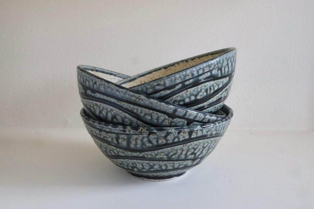 Handmade Pottery Bowl - Ash Blue