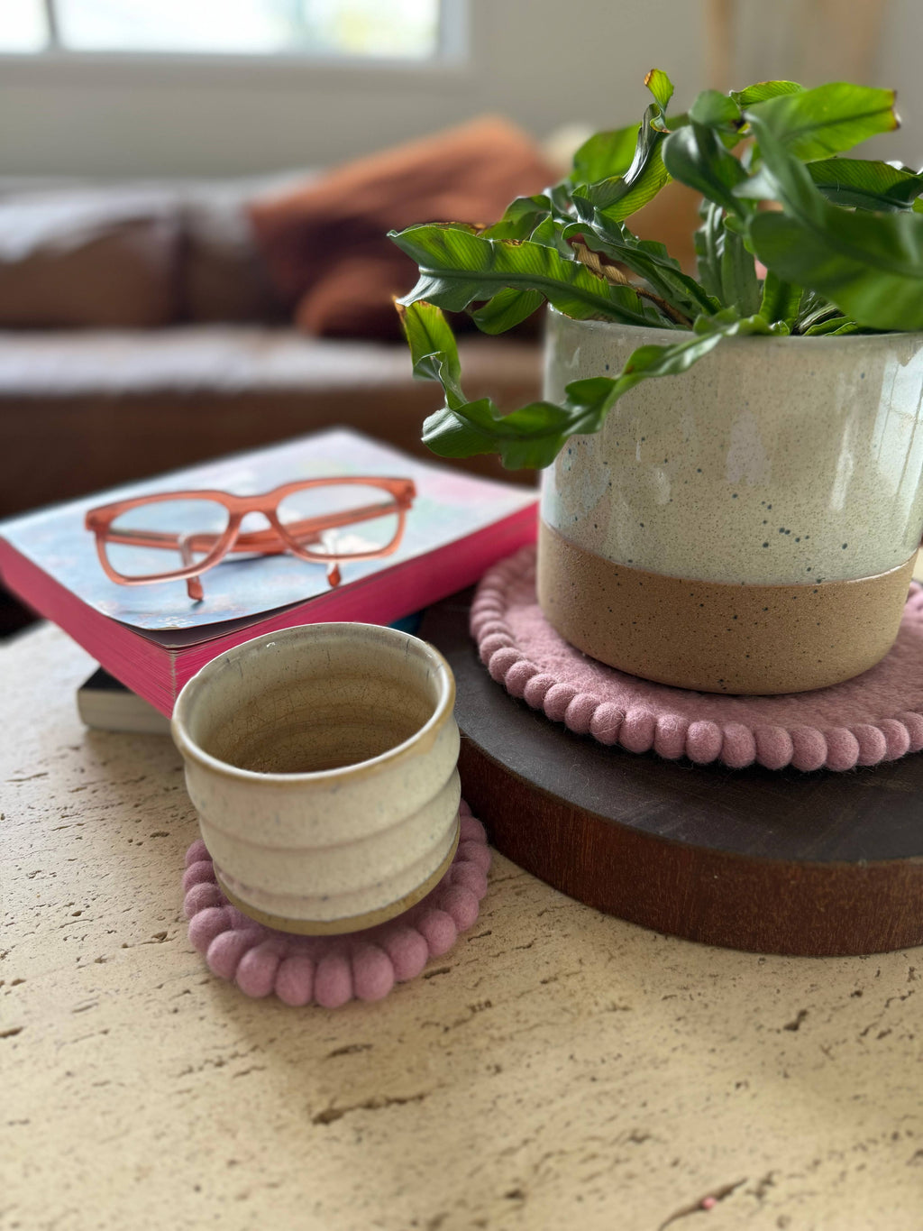 Felt Coaster Set - Vintage Rose
