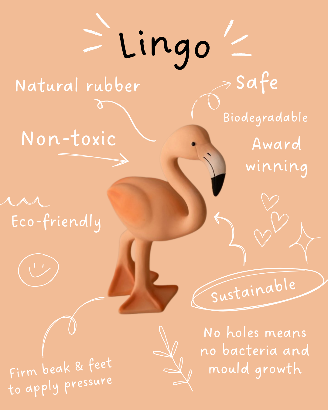 Lingo the Flamingo Teether & Bath Toy