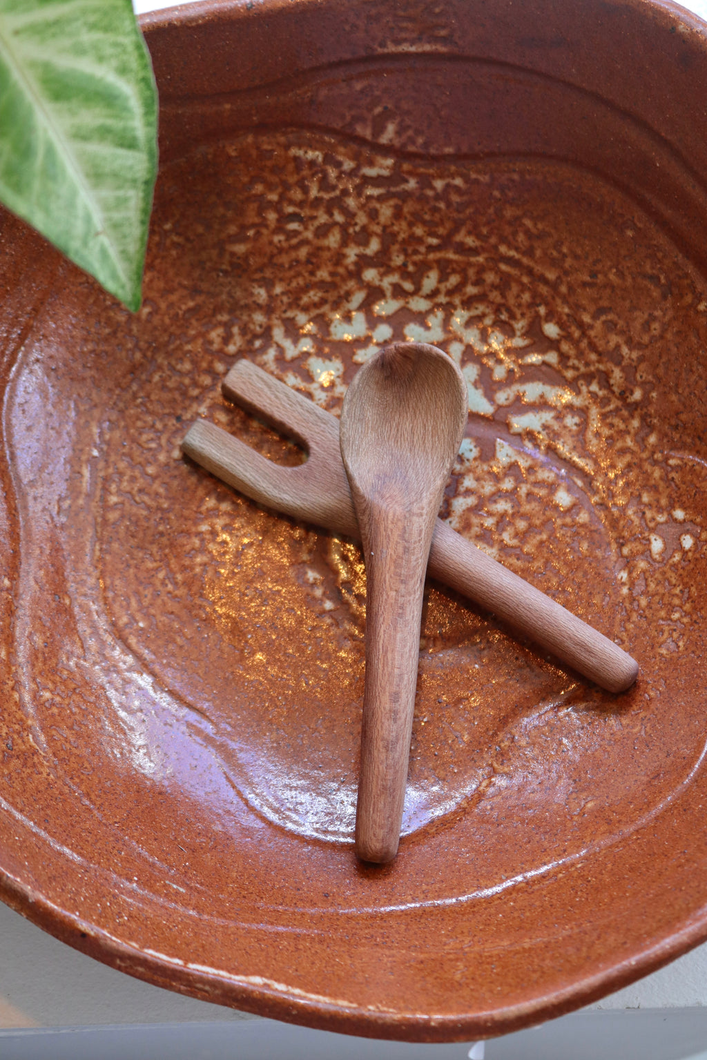 Hand Carved Small Salad Servers