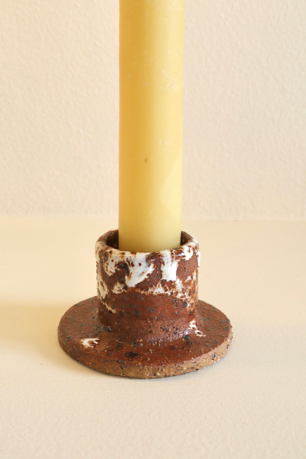 Single Beeswax Candle & Holder Duo