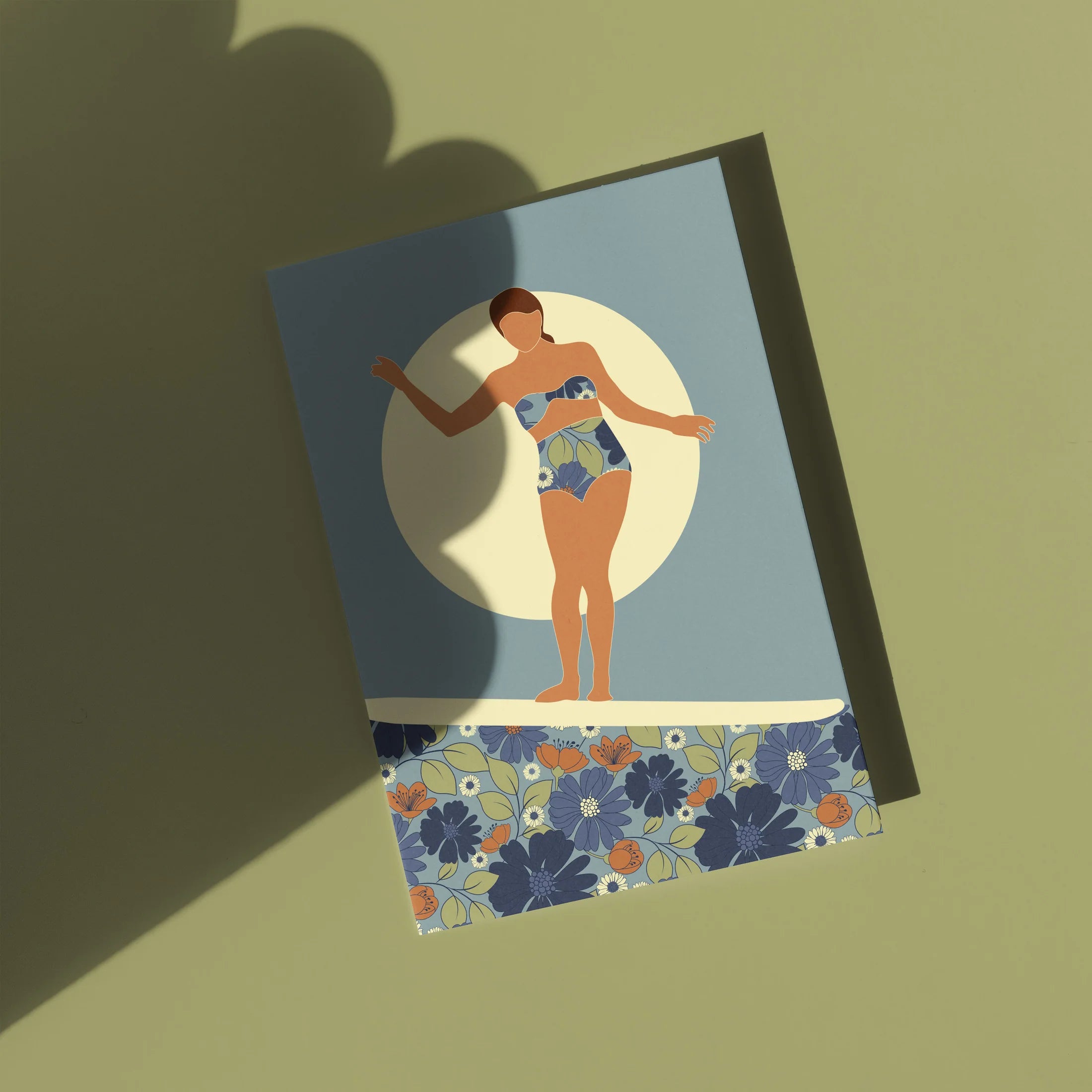 Floral Surfer Blue Card