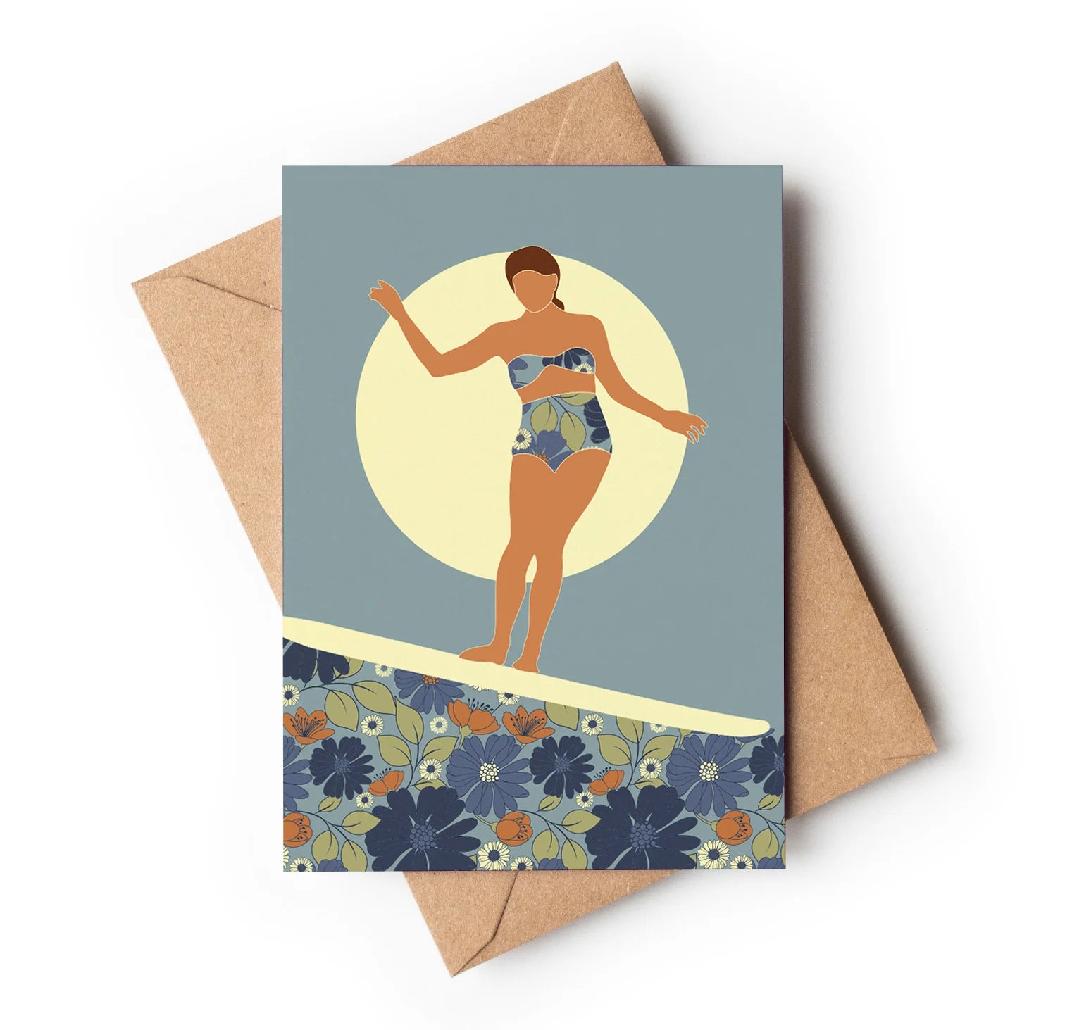 Floral Surfer Blue Card