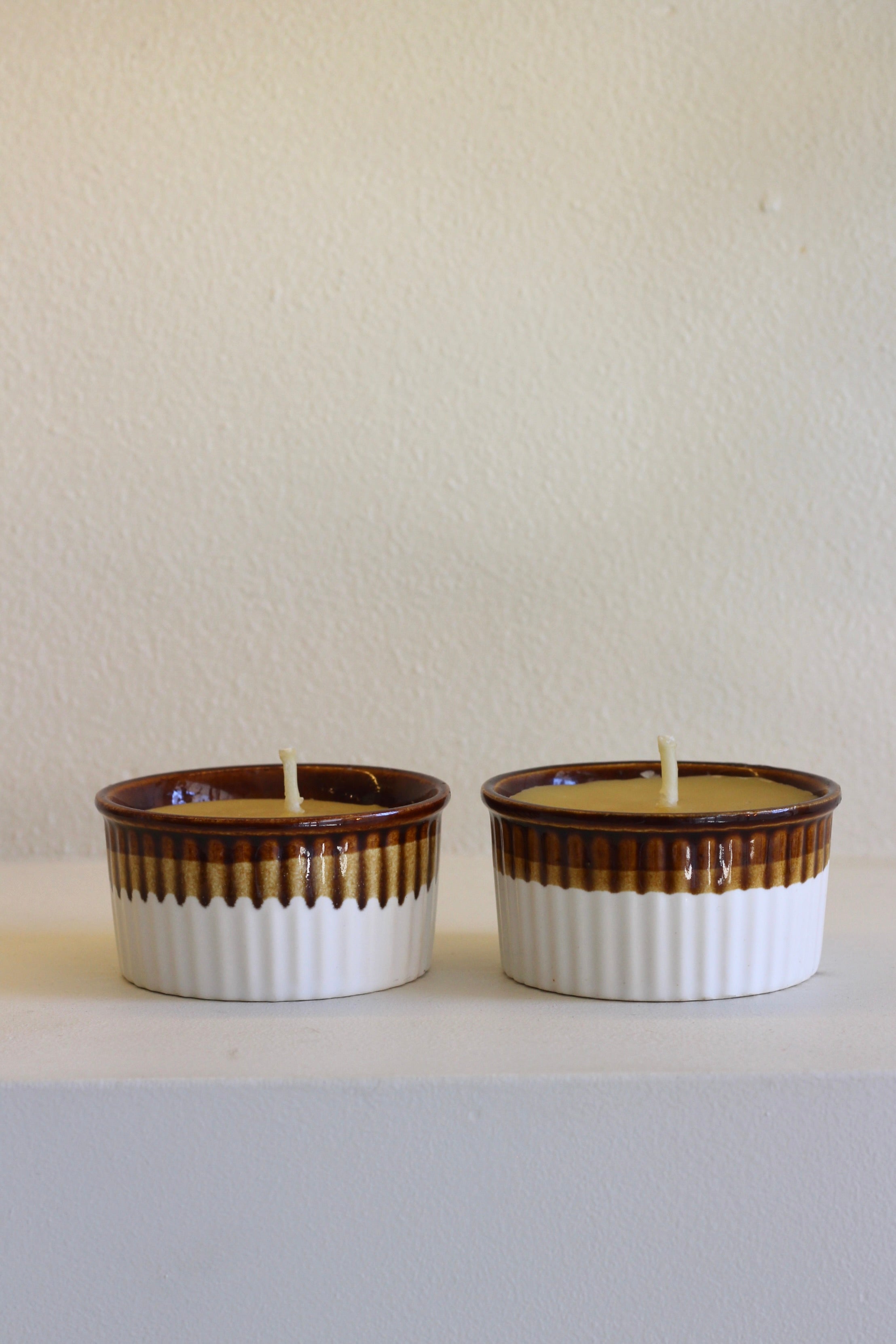 Vintage Ramekin Beeswax Candle