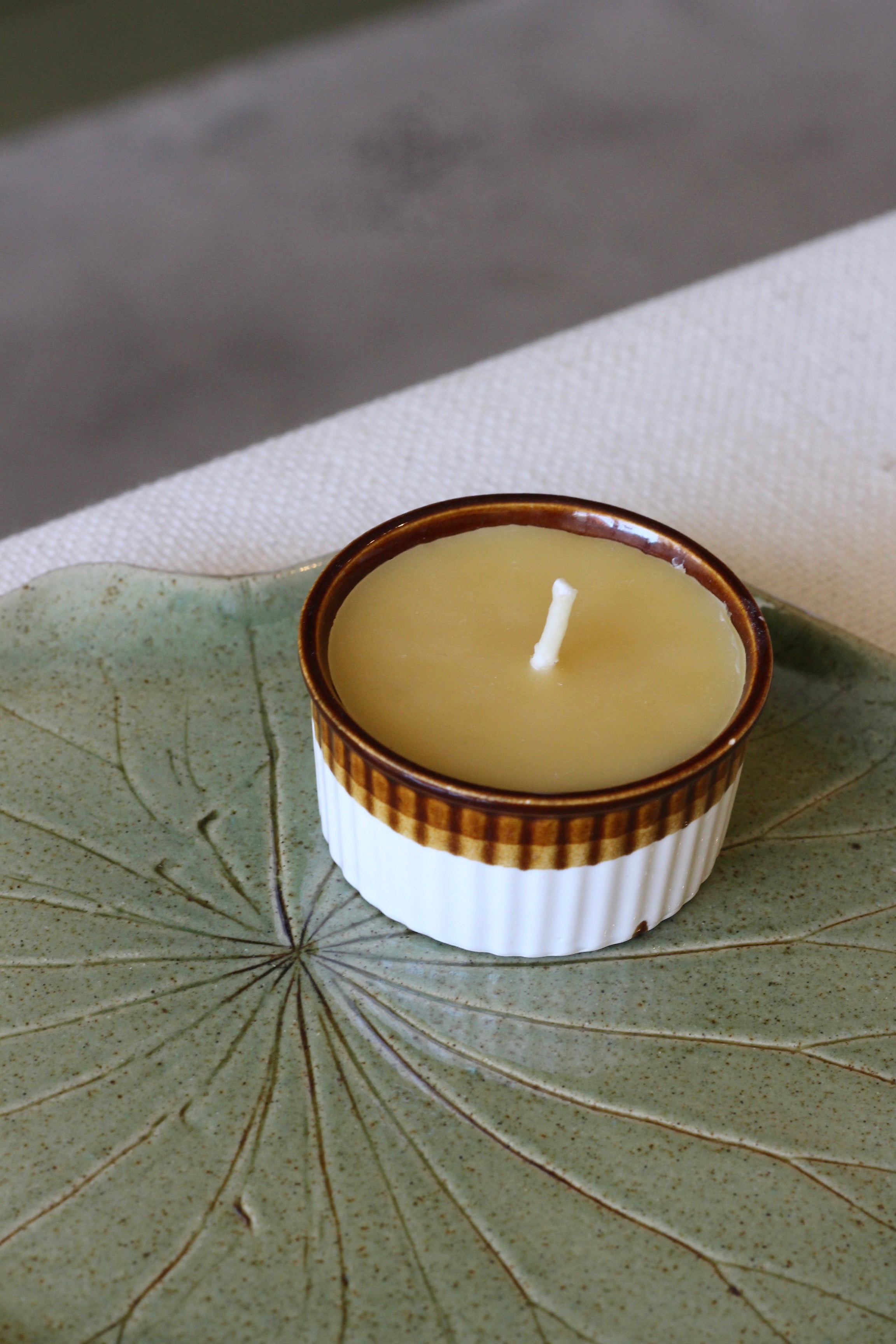 Vintage Ramekin Beeswax Candle