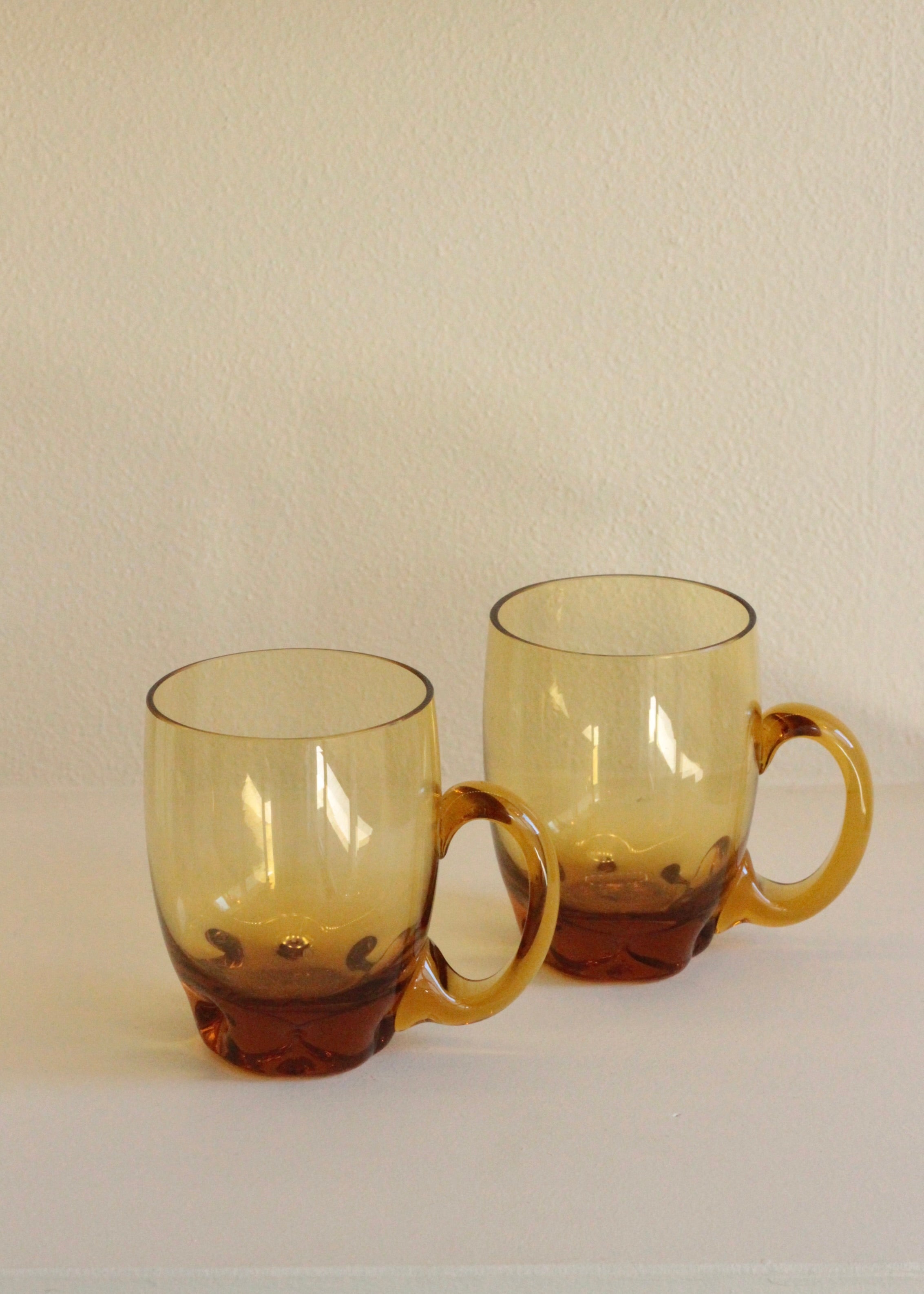 Vintage Amber Glass Mugs Set of 2