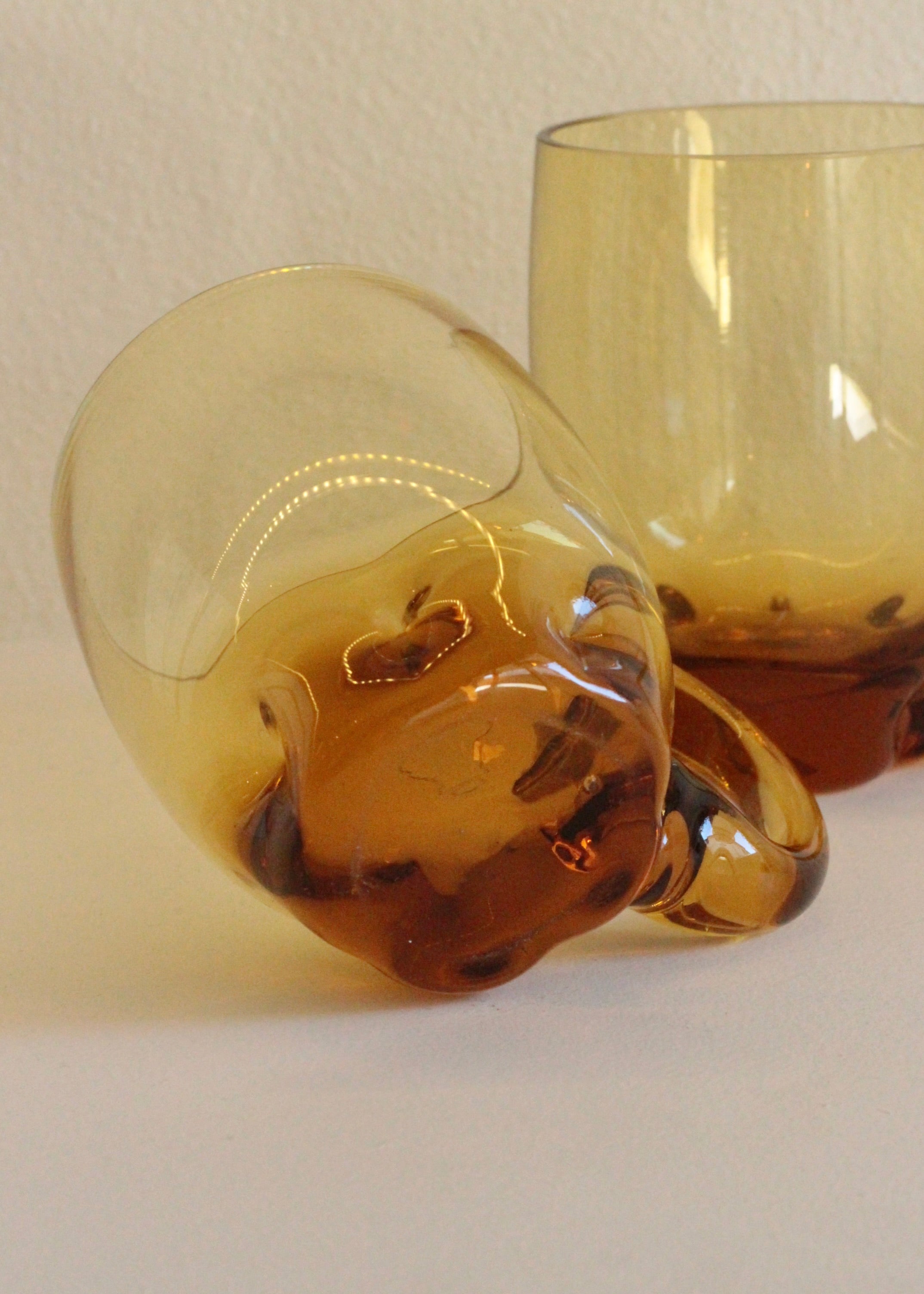 Vintage Amber Glass Mugs Set of 2