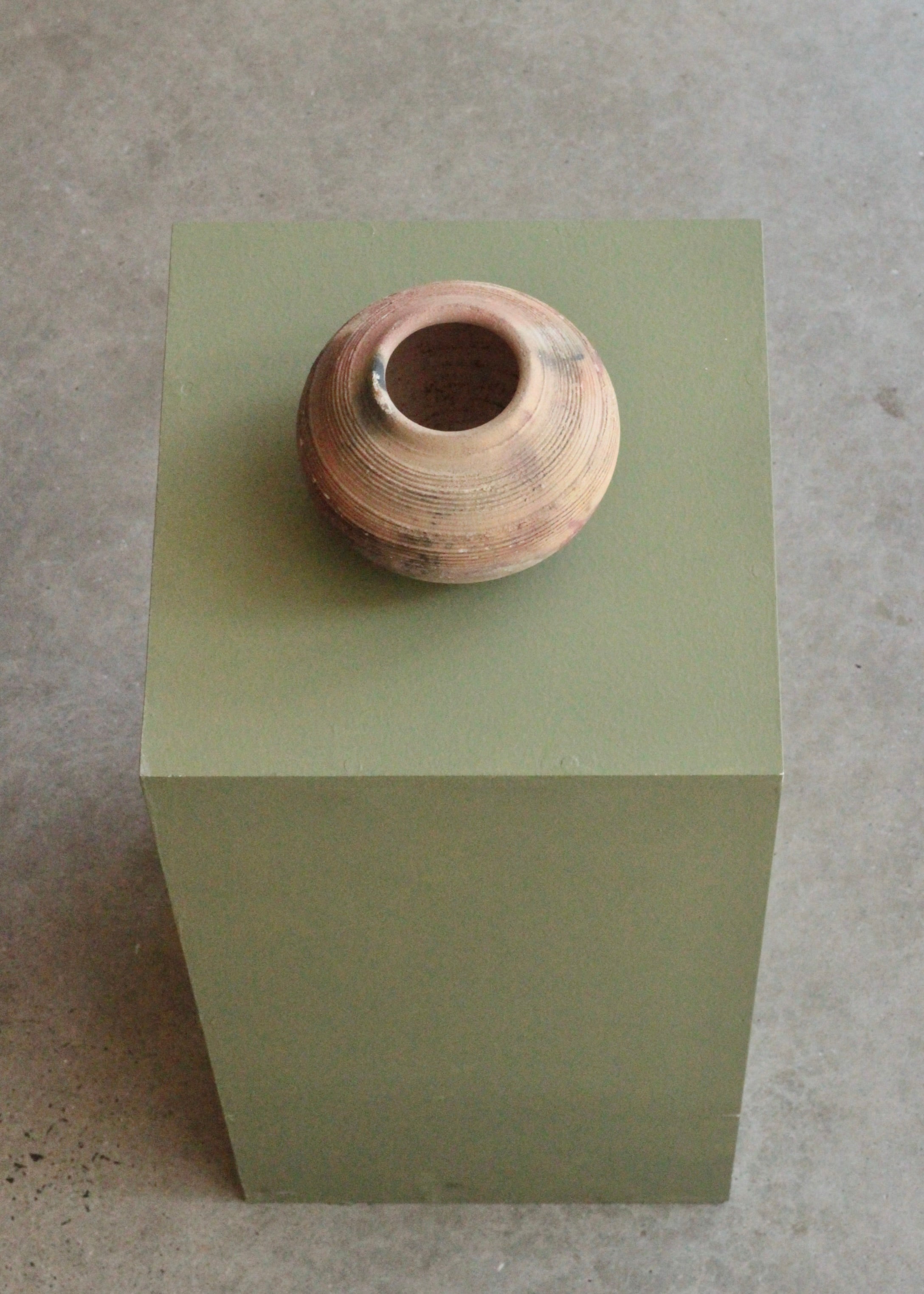 Vintage Saggar Handmade Pottery Round Vase