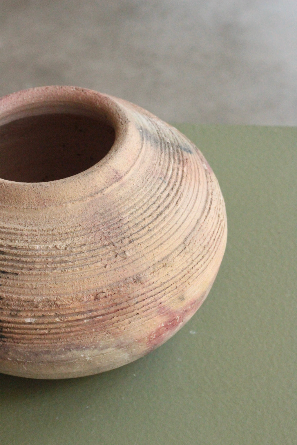 Vintage Saggar Handmade Pottery Round Vase