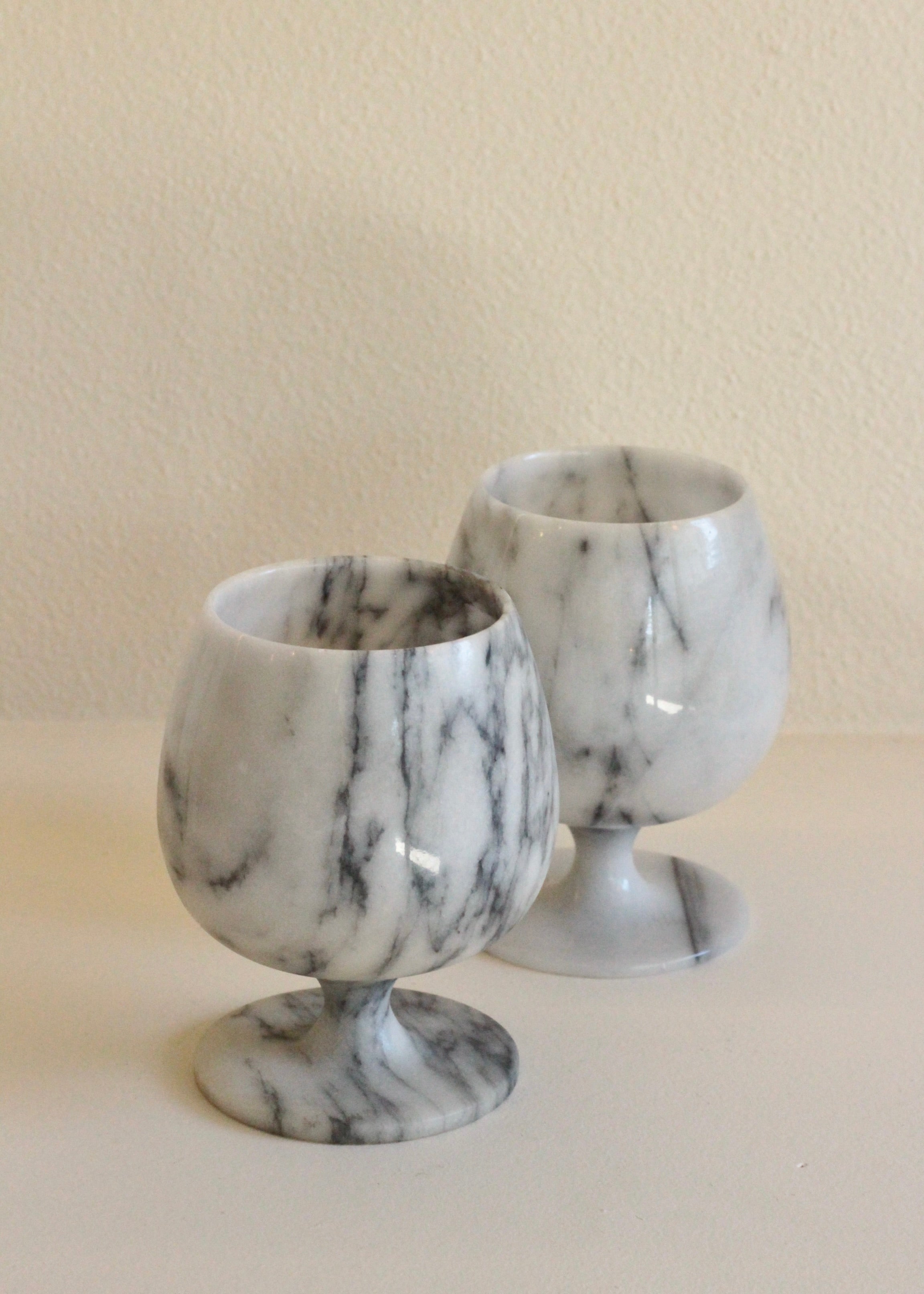 Vintage Small Marble Goblets Set of 2