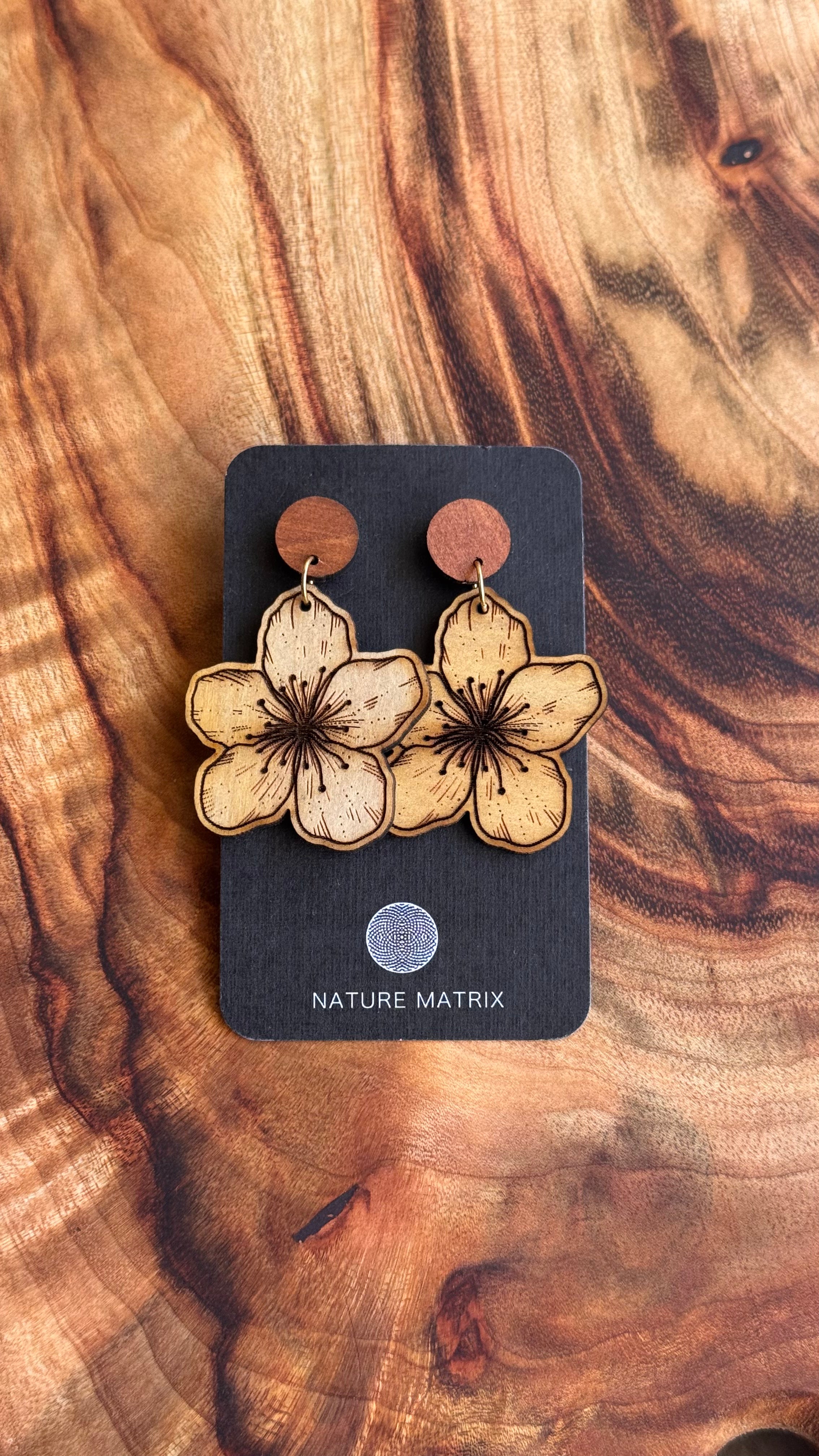 Wooden Flower Earrings