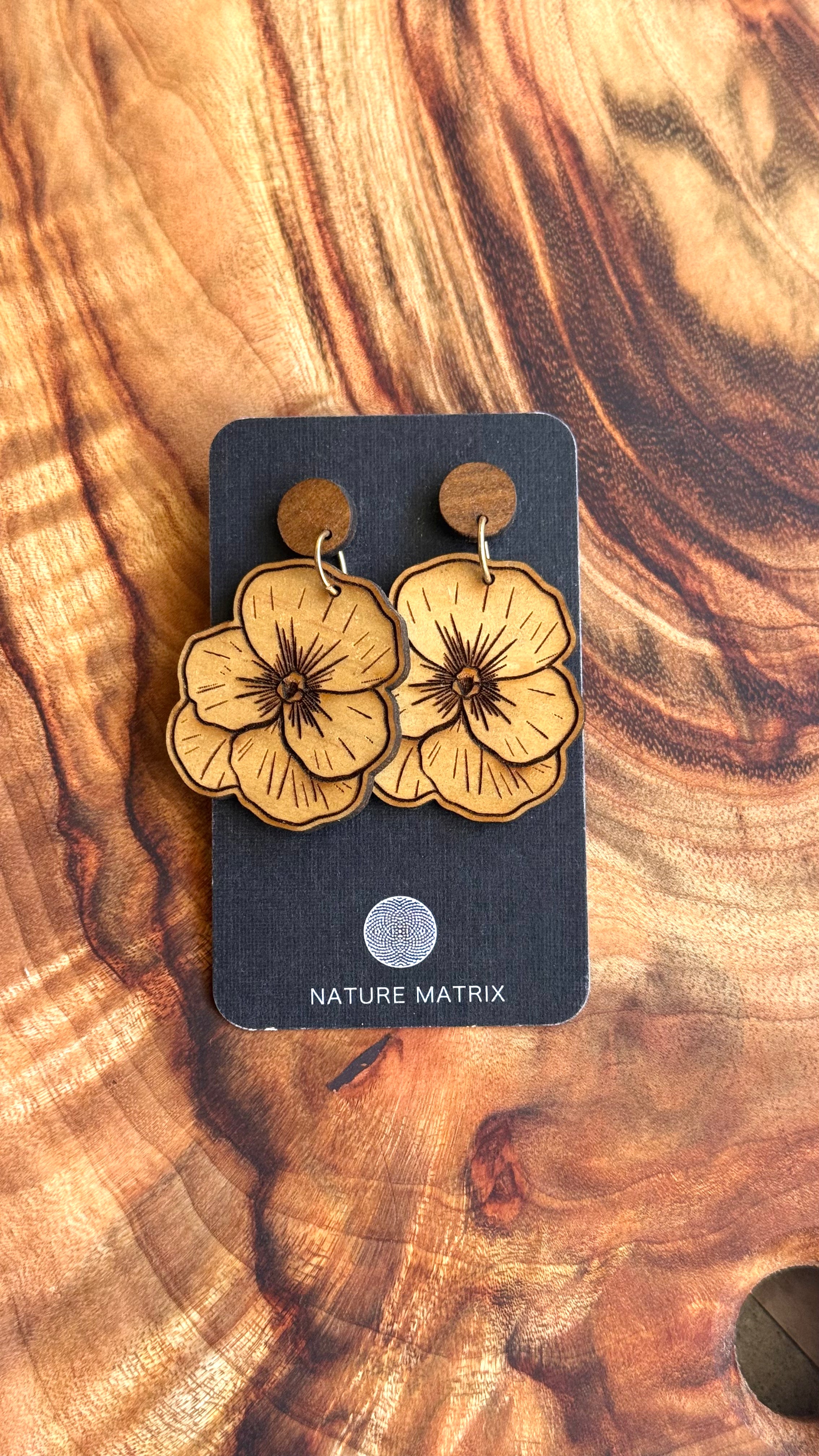Wooden Flower Earrings