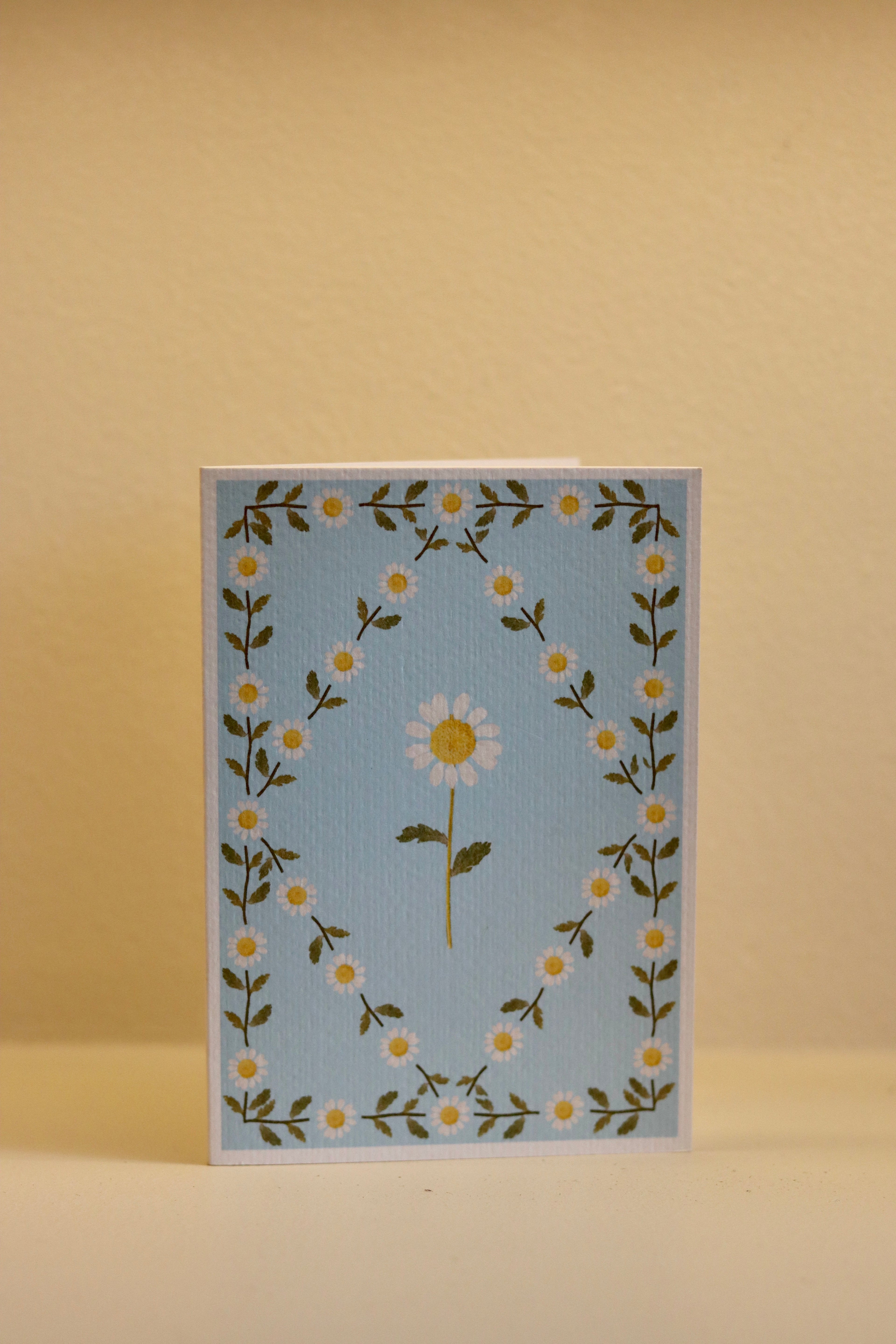 Blue Chamomile Daisy Pressed Flower Card