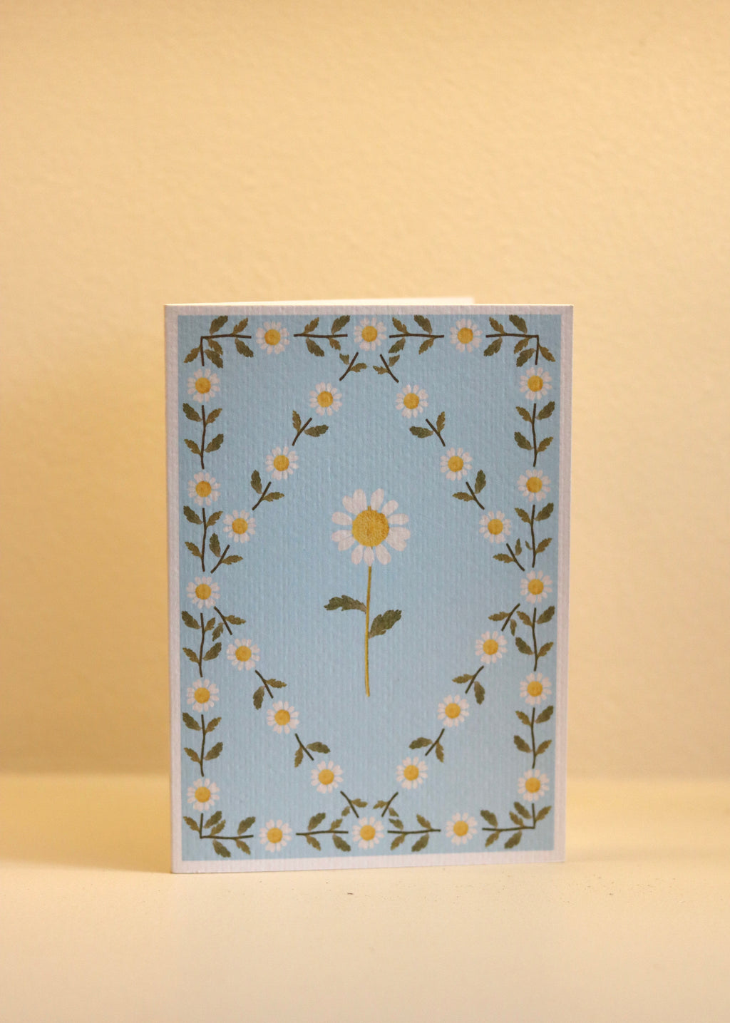 Blue Chamomile Daisy Pressed Flower Card