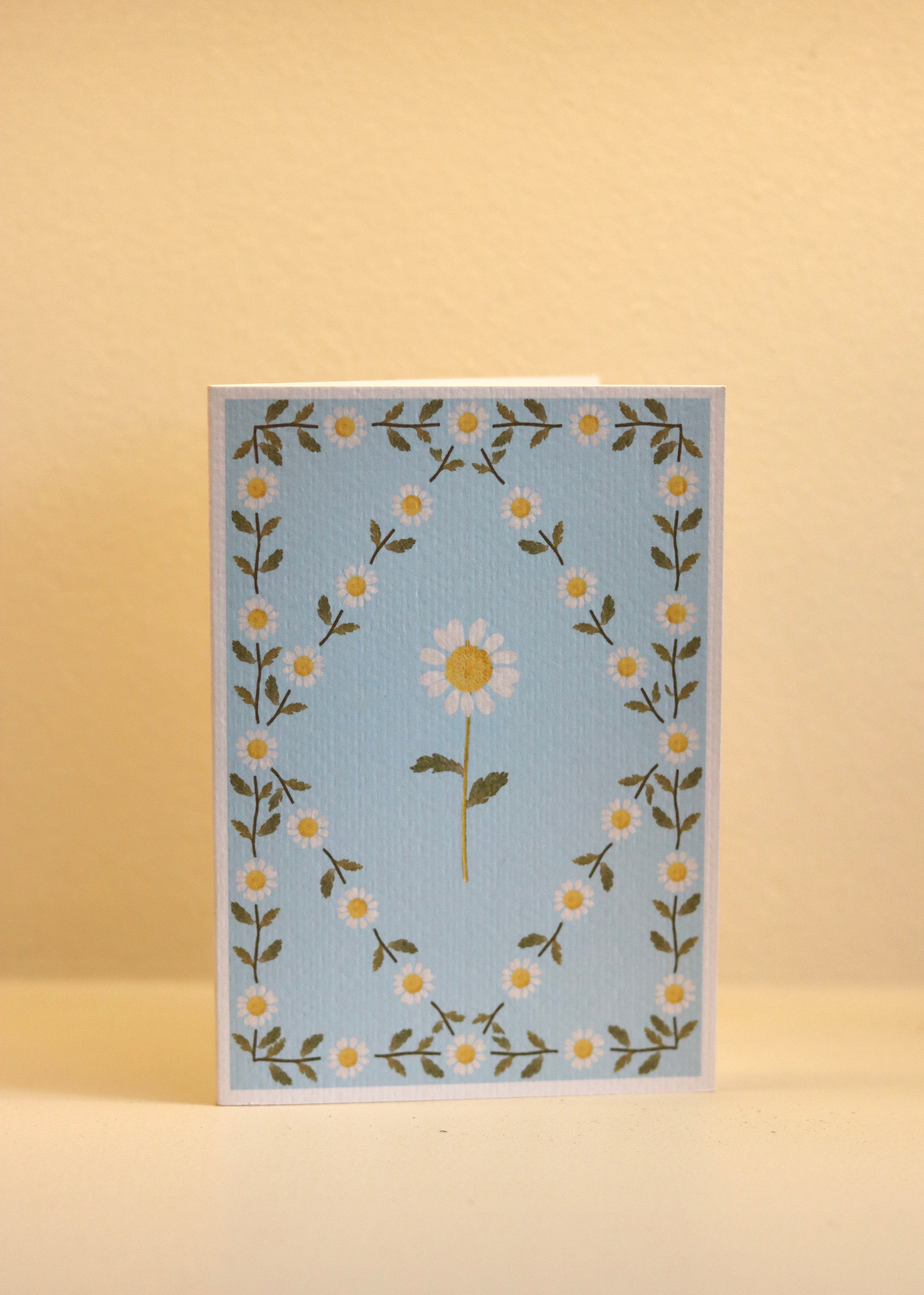 Blue Chamomile Daisy Pressed Flower Card