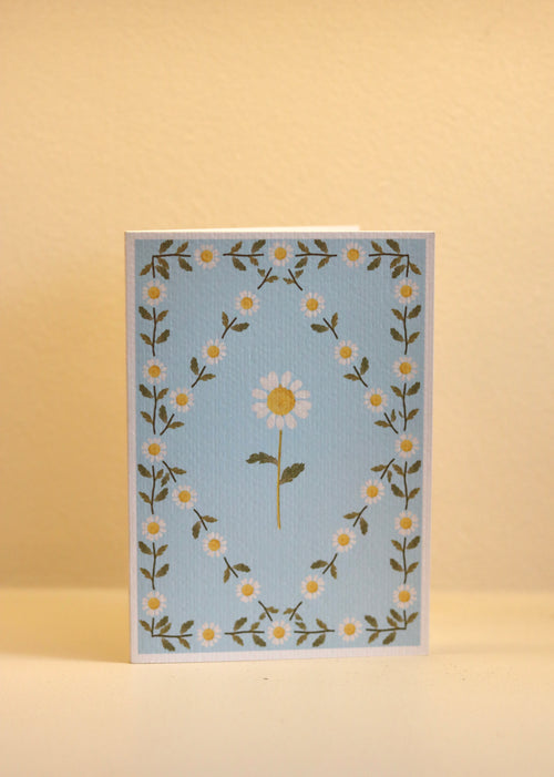 Blue Chamomile Daisy Pressed Flower Card