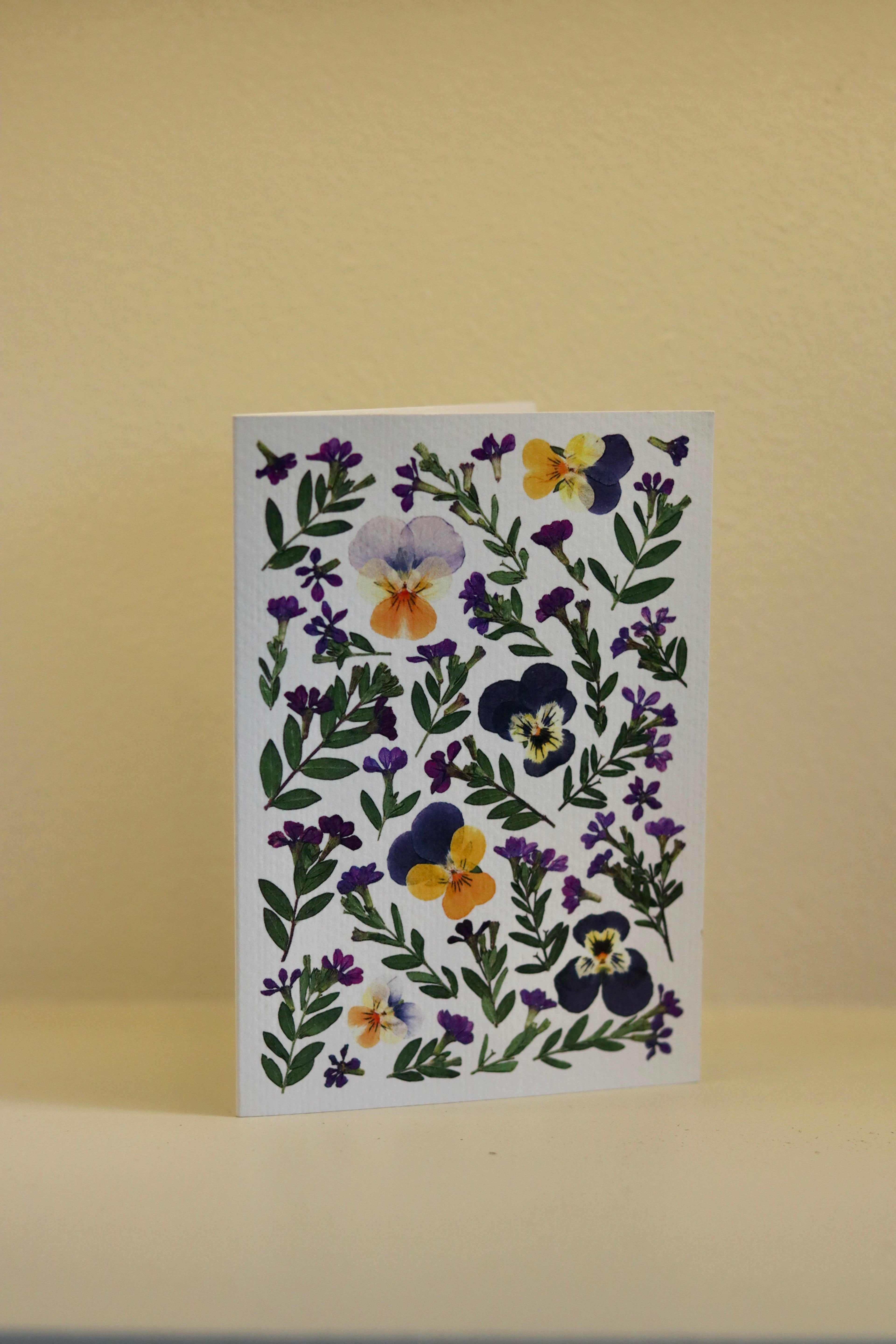 Viola and Cuphea Pressed Flower Card