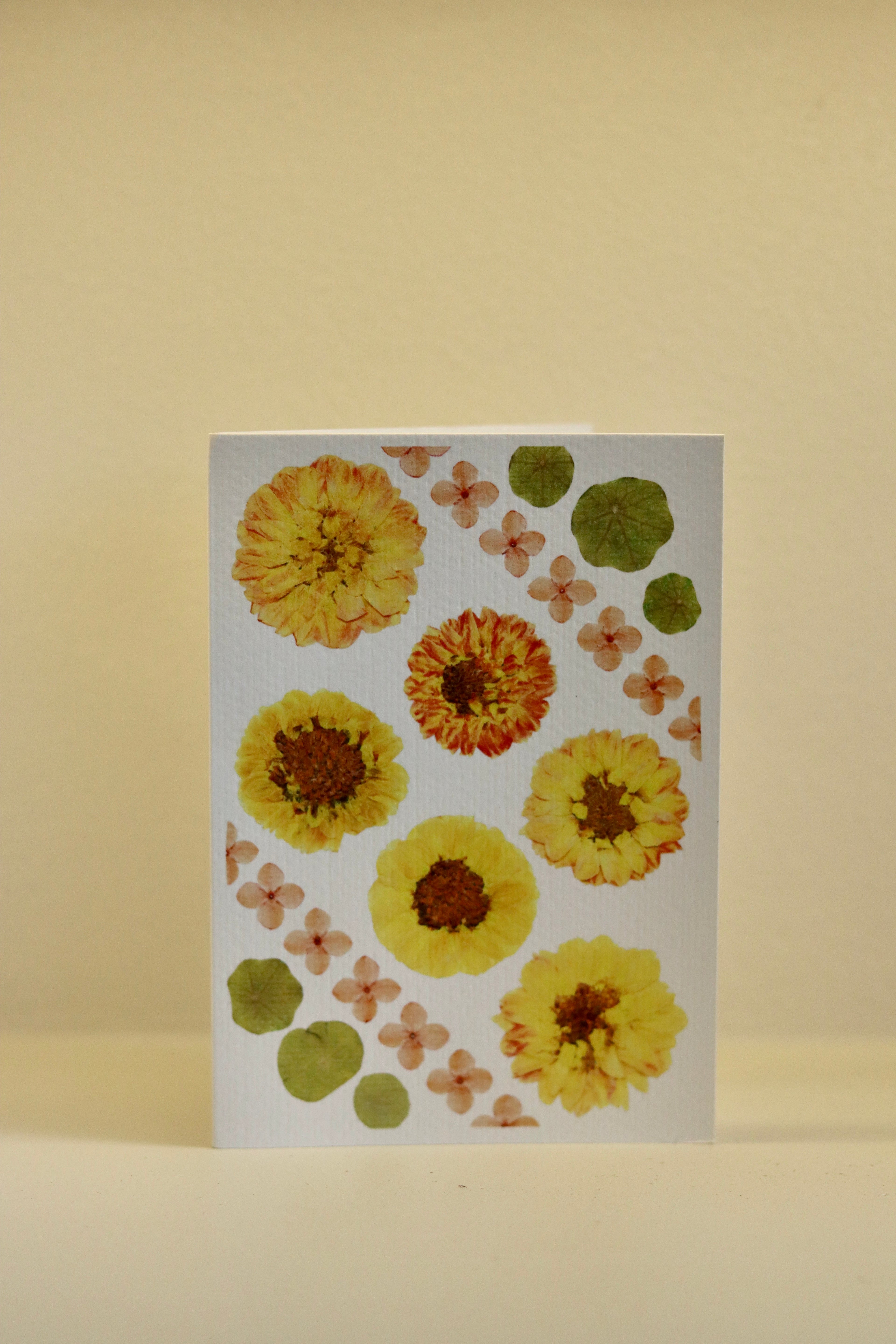 Yellow Dahlia Pressed Flower Card