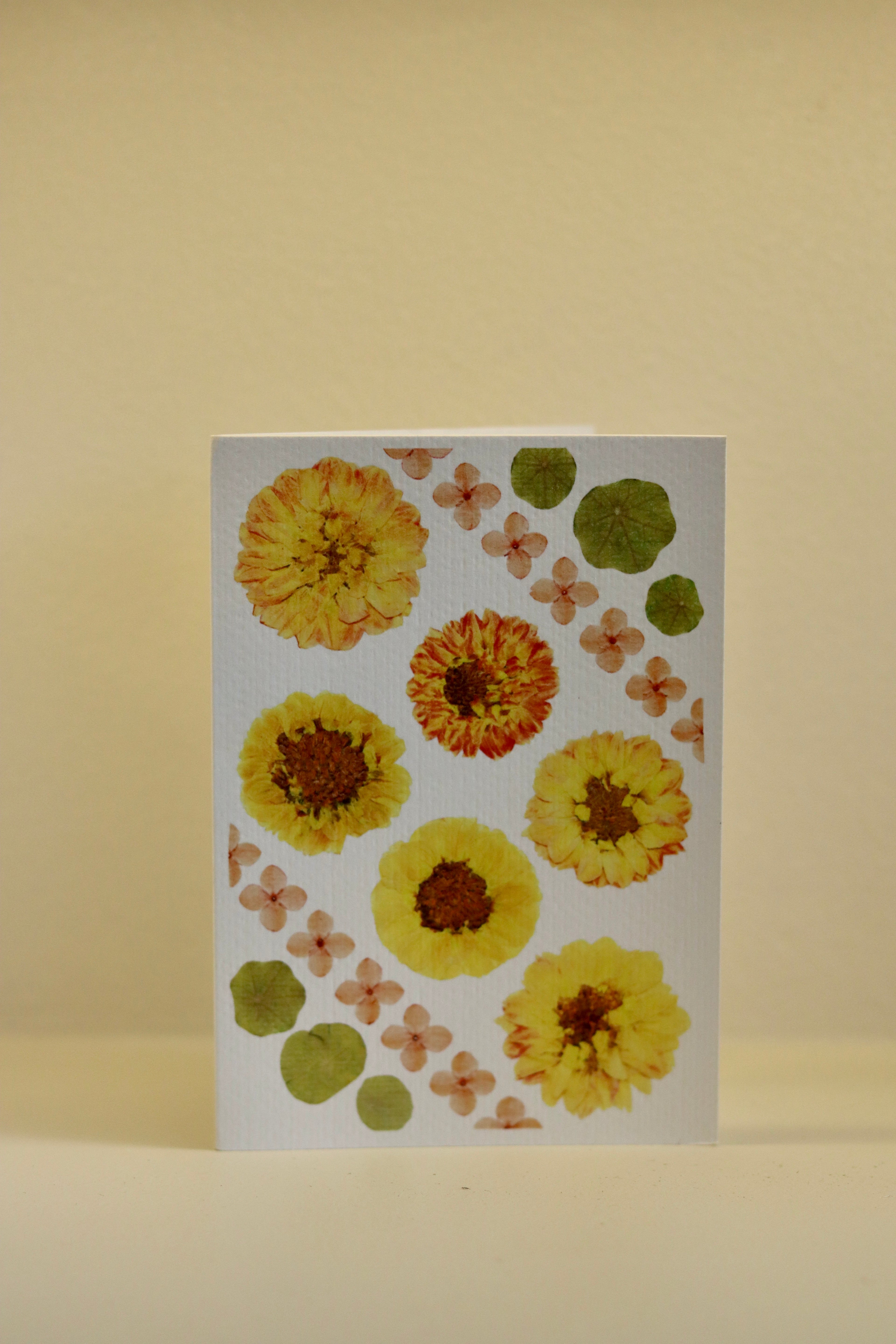 Yellow Dahlia Pressed Flower Card