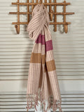 Cotton Scarf Natural, Pink & Dark Cotton Stripes