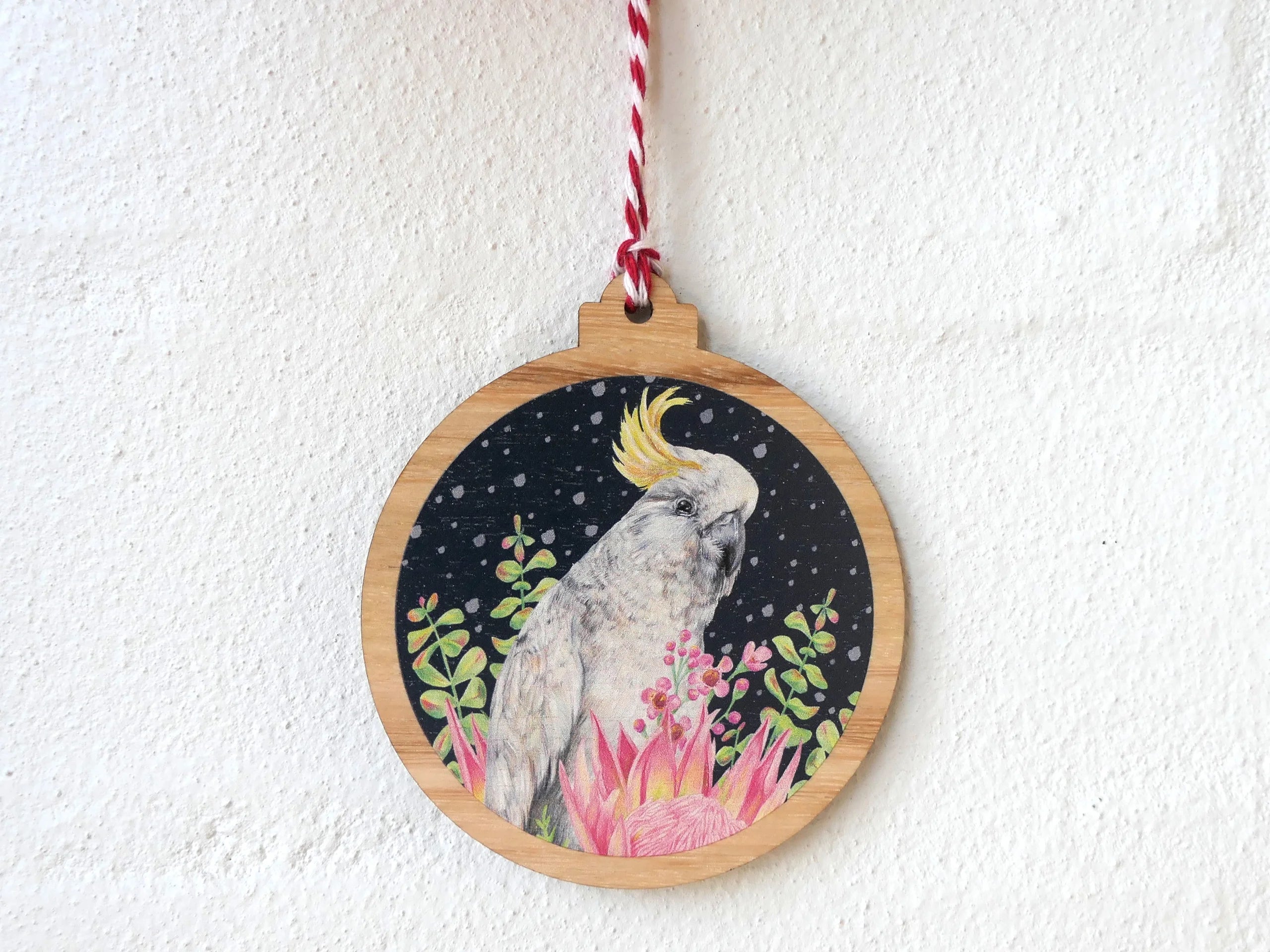 Bird Eucalyptus Wood Christmas Ornament