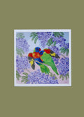 Rainbow Lorikeets In Jacaranda Card