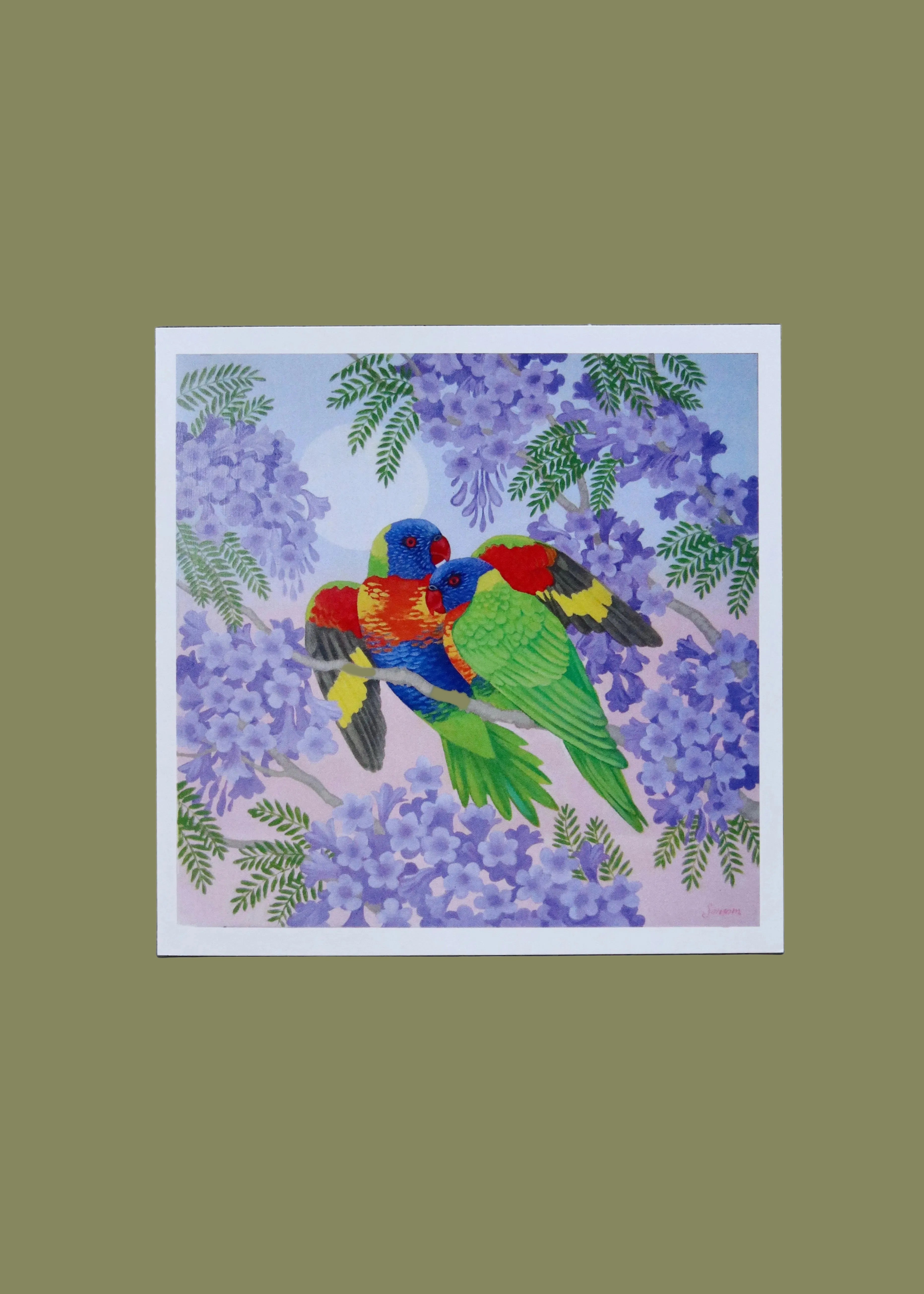 Rainbow Lorikeets In Jacaranda Card