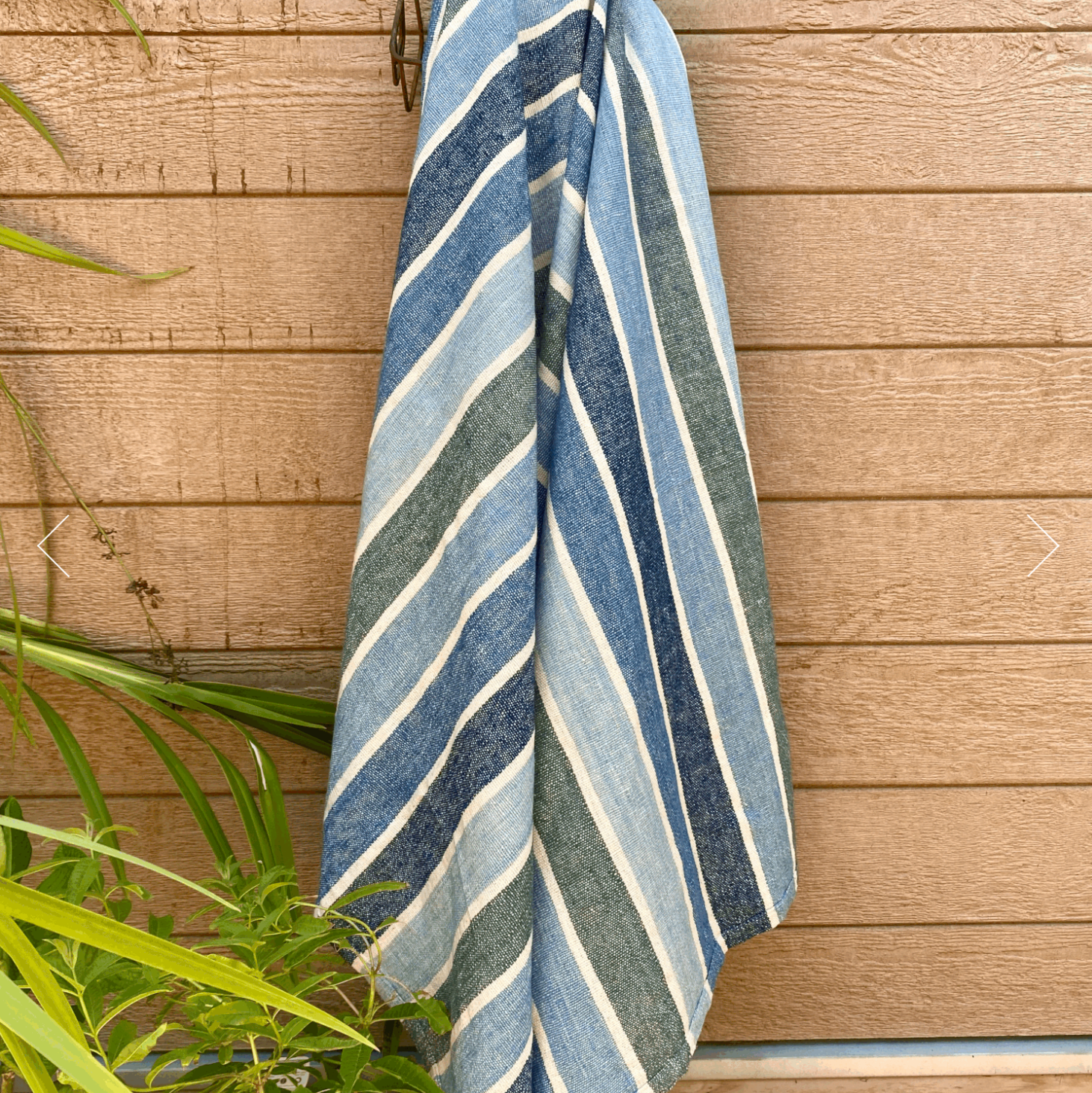 Towel - Indigo, Green & Natural Cotton Stripe