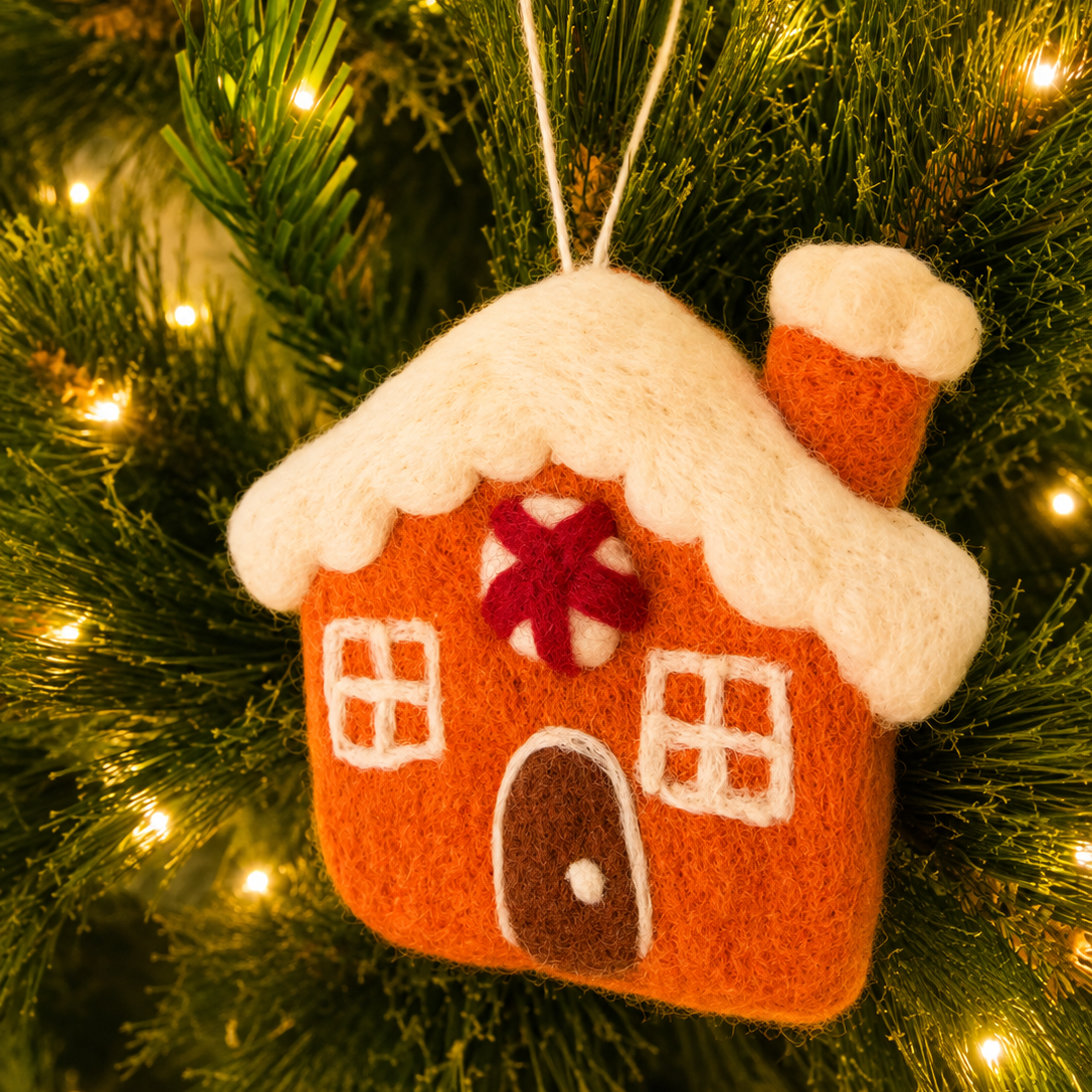 Felt Christmas Ornament - Gingerbread House