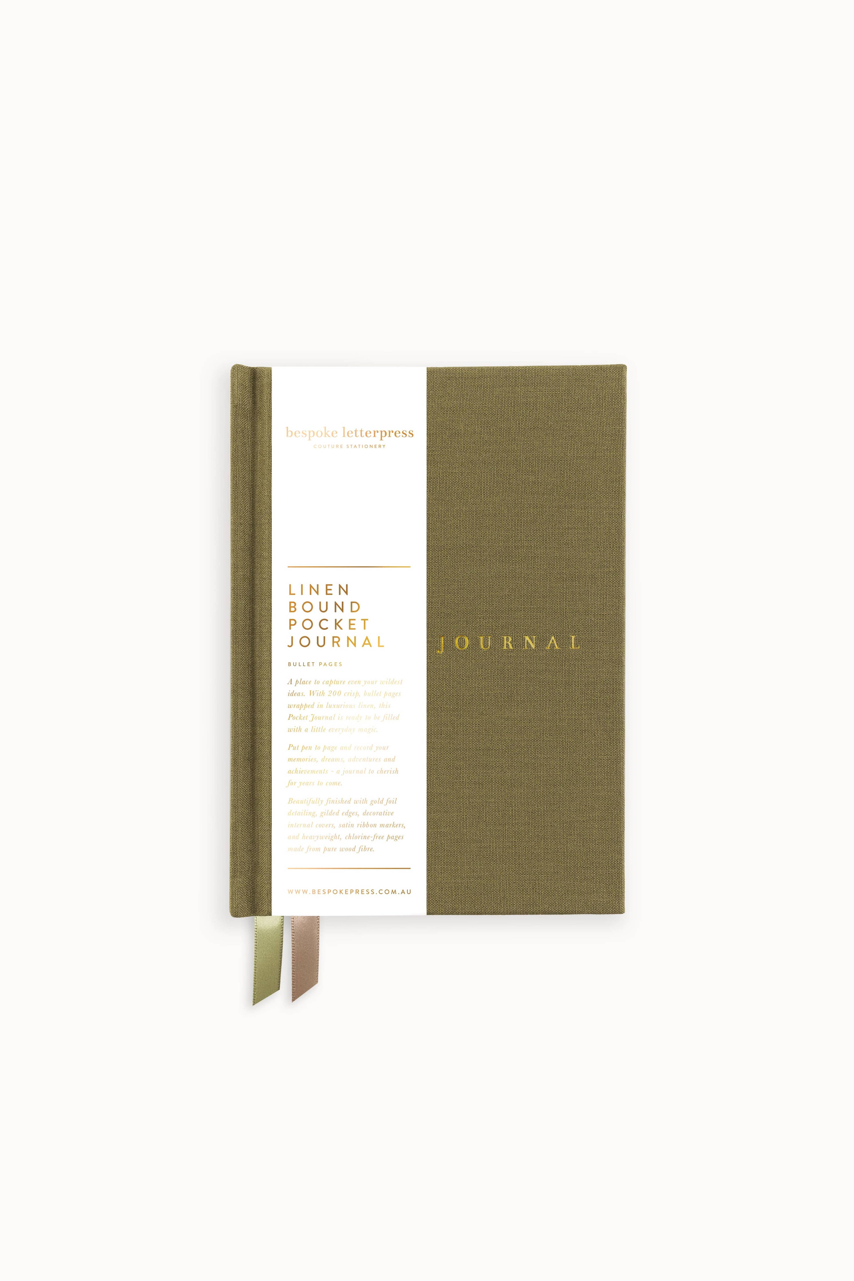 Linen Bound Pocket Journal - Saltmarsh Green (Bullet)