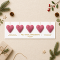 Felt Wool Heart Ornament Set: Pink