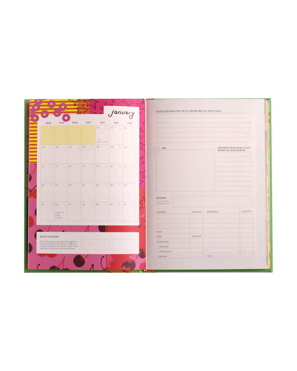 2027 Frankie Diary open to the January month view and budget page