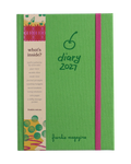 2027 Frankie Diary in green cloth with pink elastic closure
