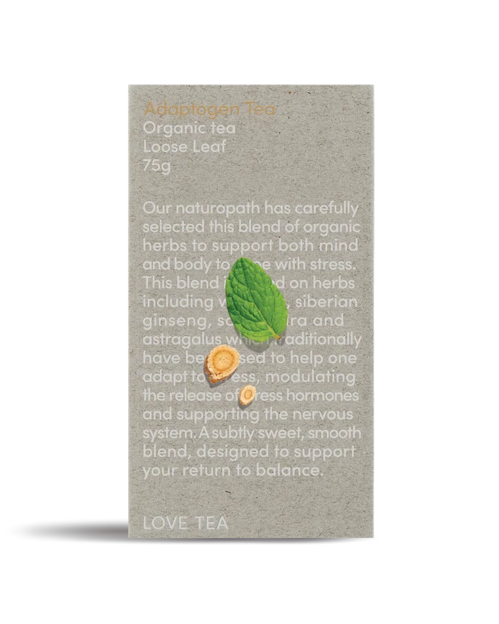 Love Tea Adaptogen Loose Leaf Tea 75g box