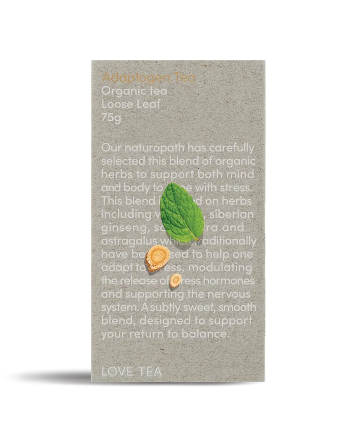 Love Tea Adaptogen Loose Leaf Tea 75g box
